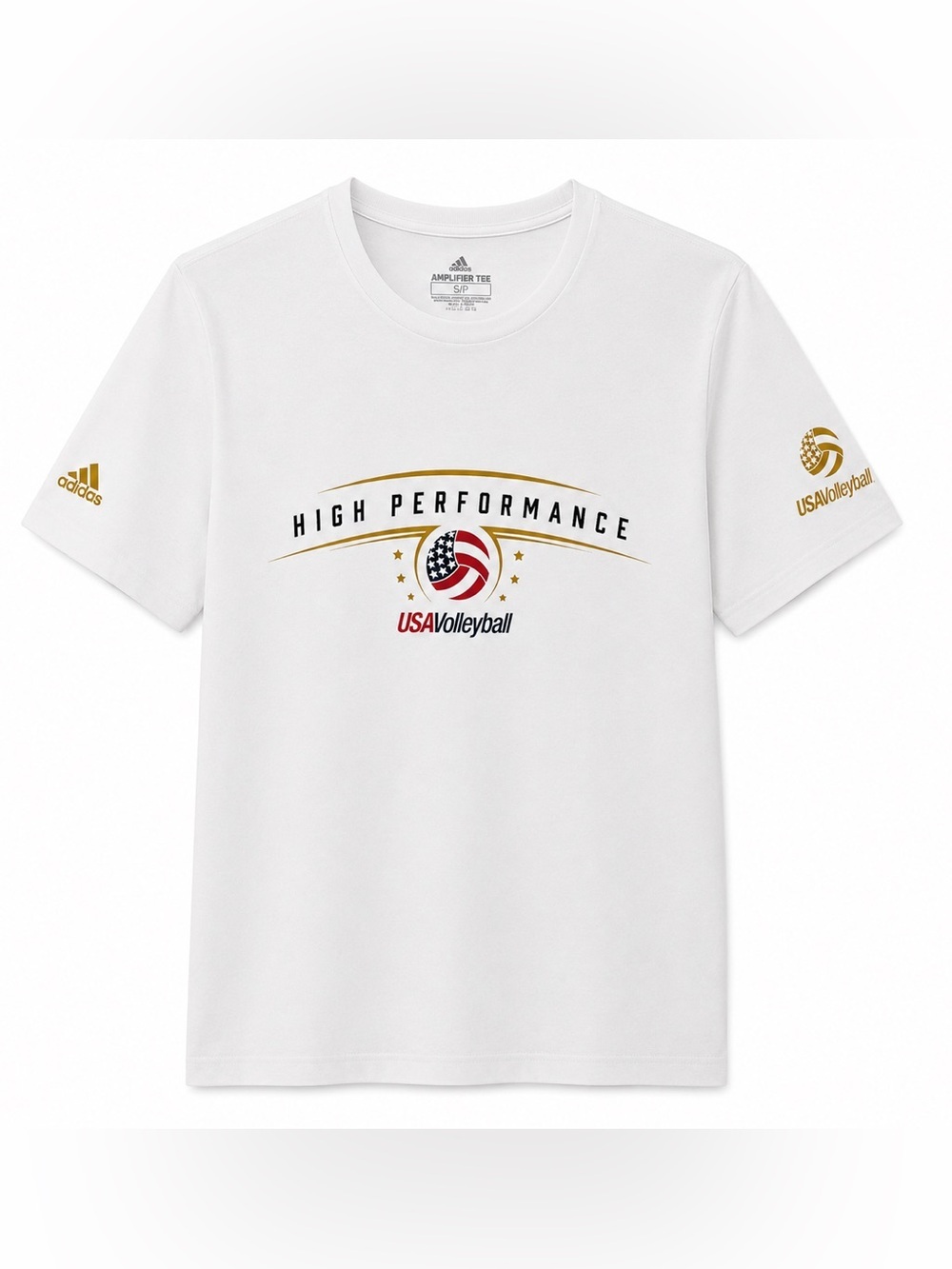 Adidas USA Volleyball High Performance Path to Podium Tee White Gold Size Small - Picture 2 of 6